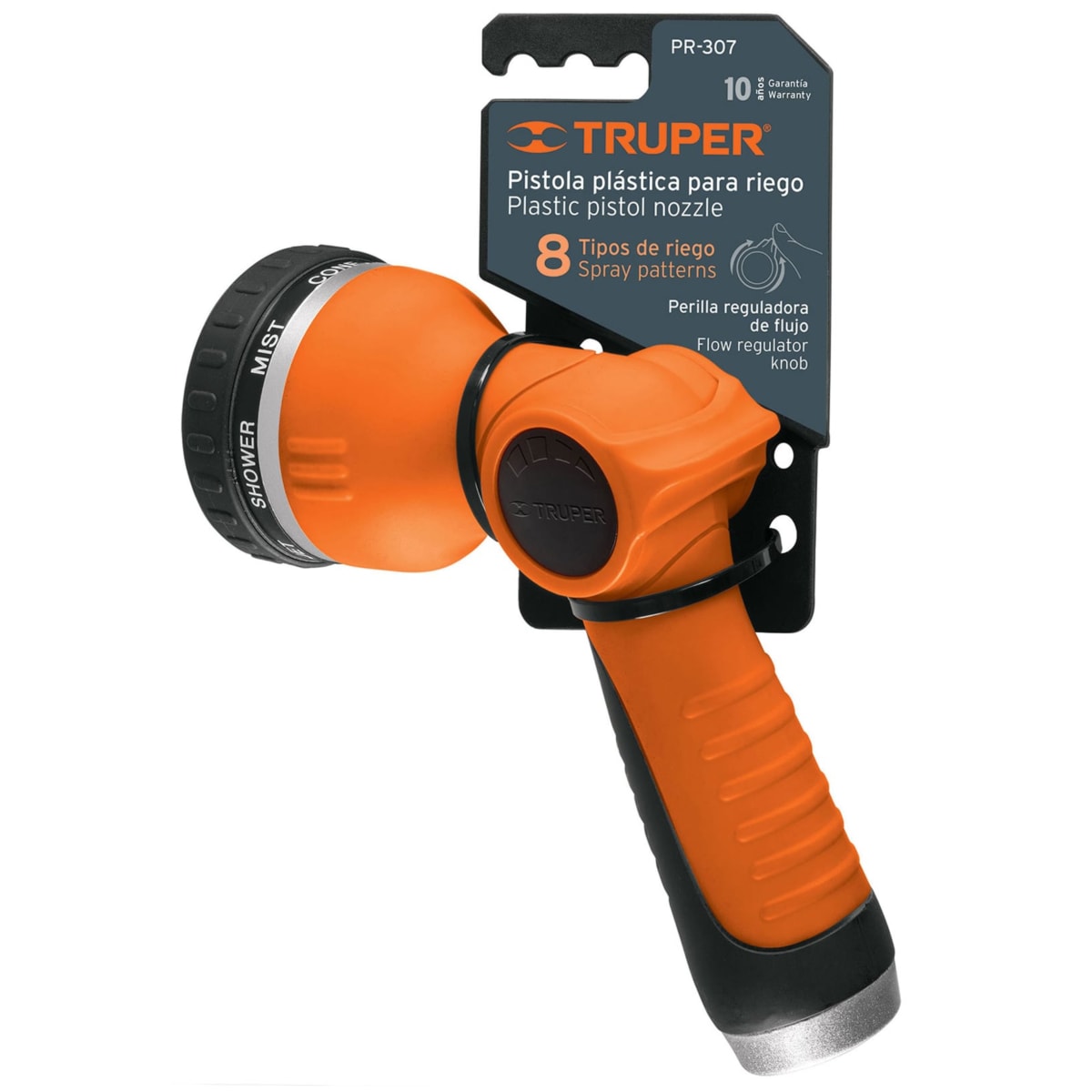 Pistola de riego de 8 funciones regulador de flujo Manguito Rotador -- TRUPER5