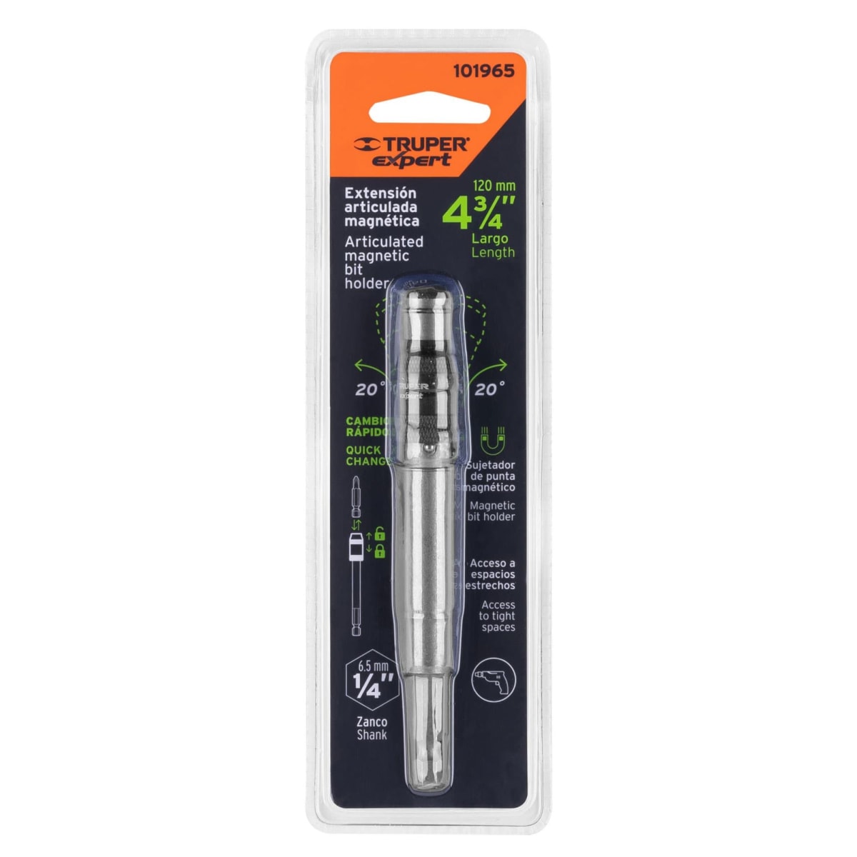 Adaptador magnético articulado 120mm, para atornilladores TRUPER5