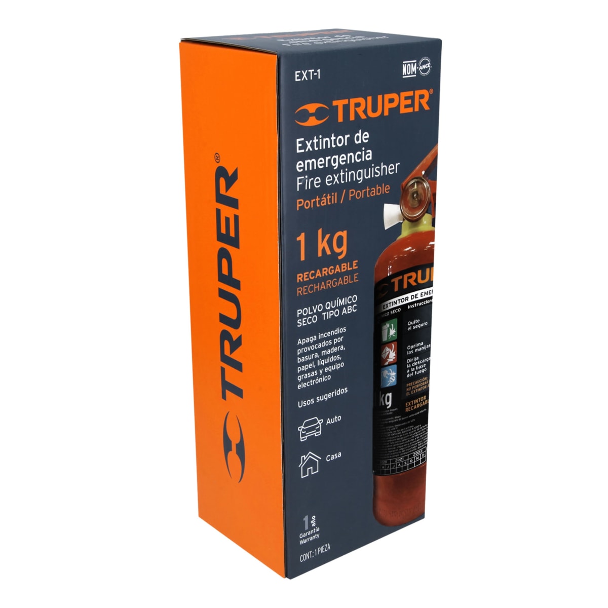 EXTINTOR PORTATIL RECARGABLE 1KG POLVO TIPO ABC TRUPER5