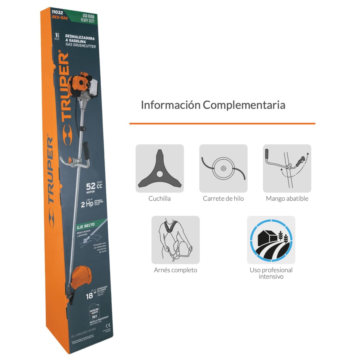 Desbrozadora podadora motoguadaña 2HP gasolina 18 Pulg Truper5