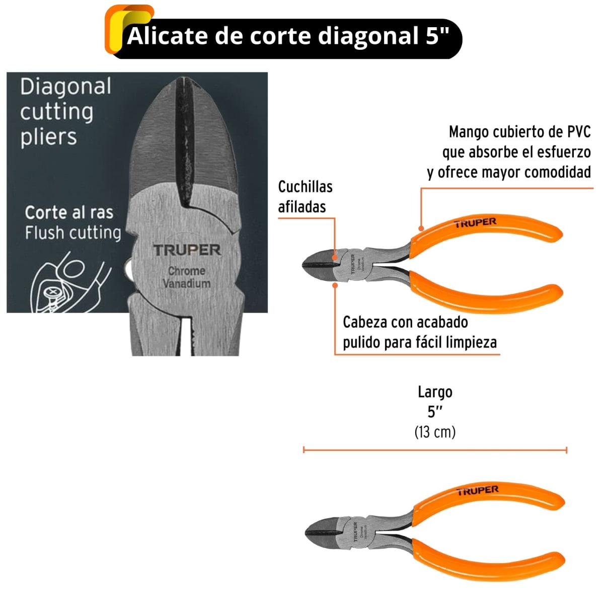 Alicates de electricista 3 piezas mango pvc, truper4