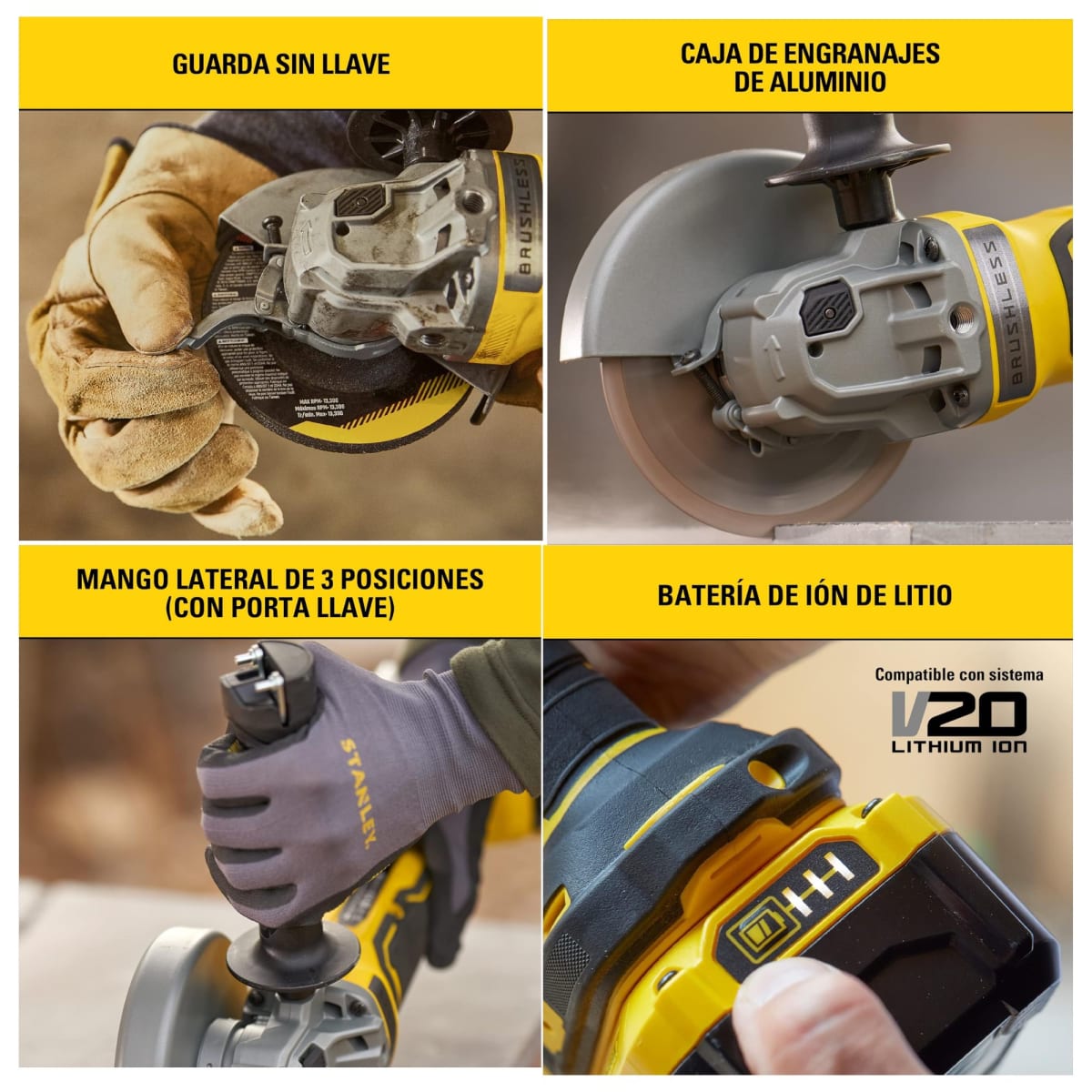 Combo Amoladora, Rotomartillo inalámbrico BRUSHLESS  20V baterías 4Ah6