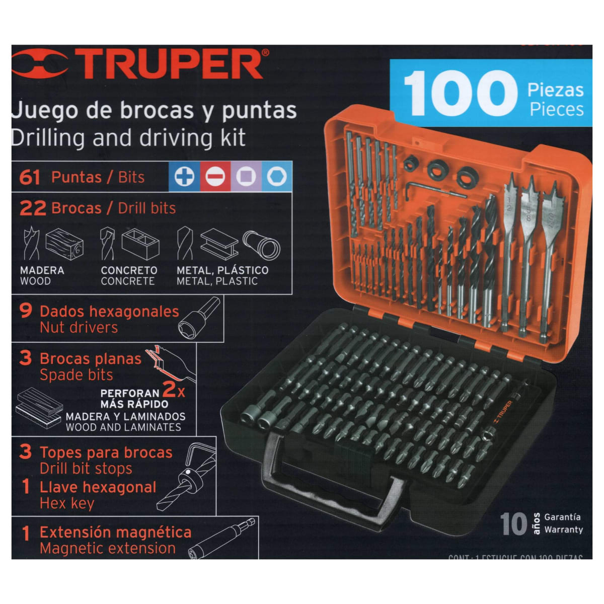 Atornillador inalambrico truper+ Juego de brocas y puntas 100 PIEZAS6