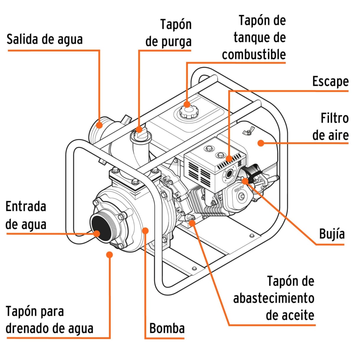 Combo Motobomba 7 HP salida 3