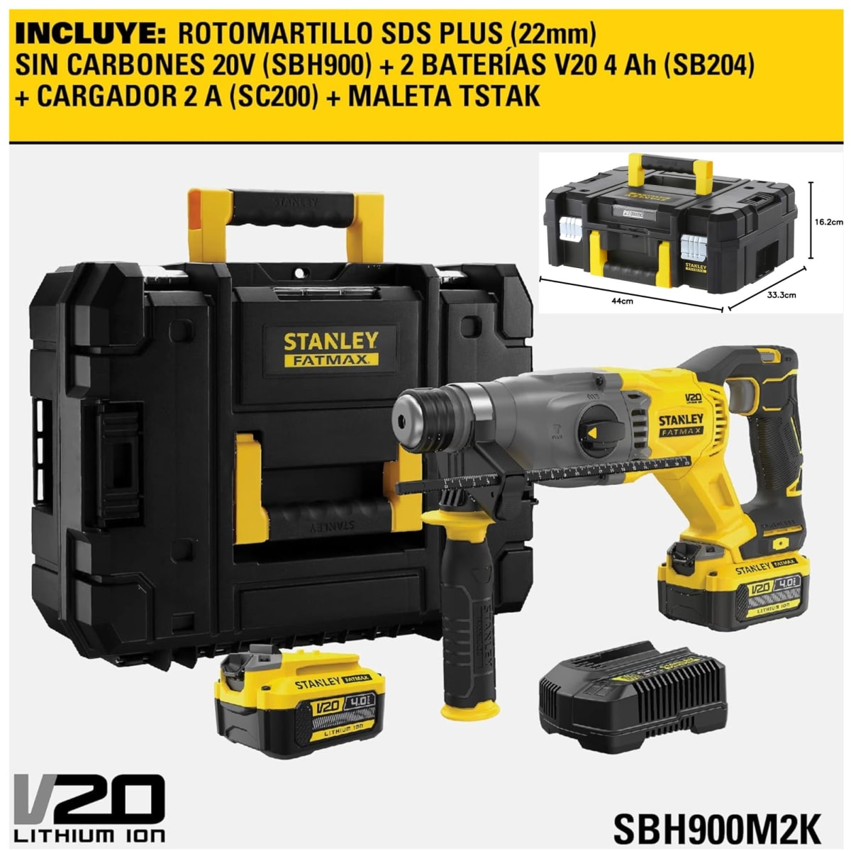 Combo Amoladora, Rotomartillo inalámbrico BRUSHLESS  20V baterías 4Ah8