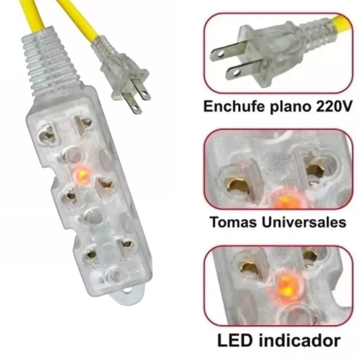 Extensión eléctrica home light vulcanizado 3 metros amarillo2