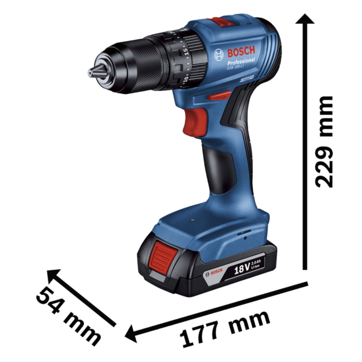Combo Taladro Percutor GSB 185 + Atornillador de Impacto GSB 185 215 Nm Brushless BOSCH8