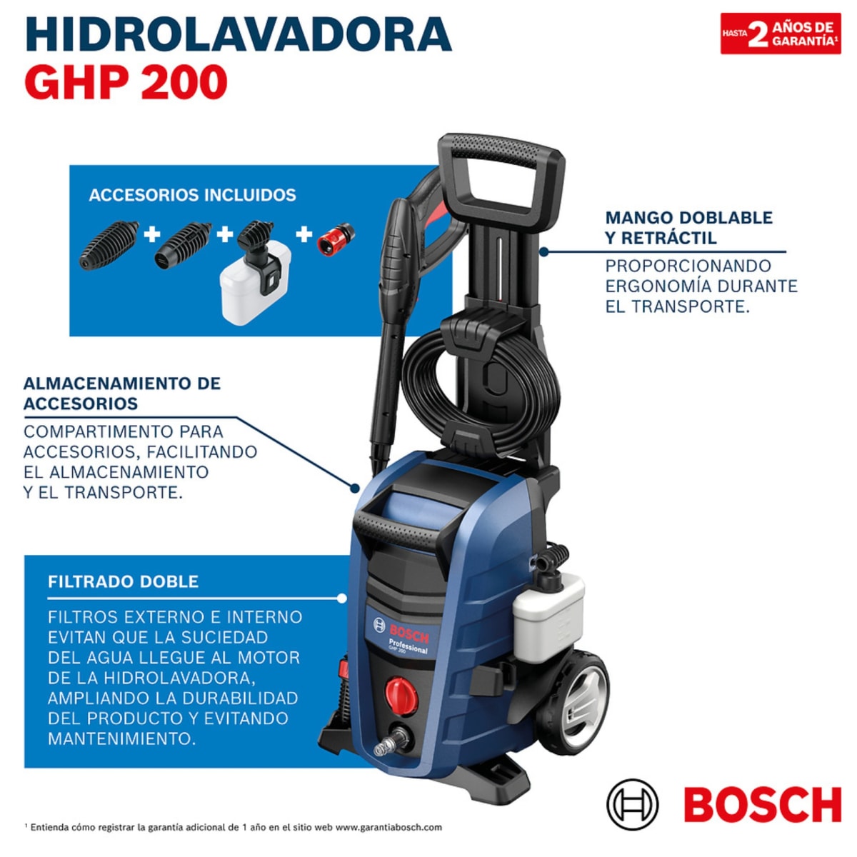 Hidrolavadora  Alta Presión 2000 PSI, 1700W GHP 200 Bosch4
