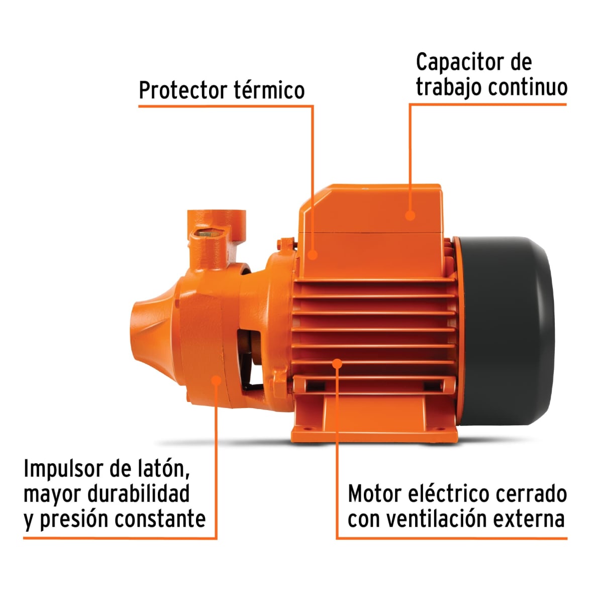 Bomba periférica para agua 0.5 HP 60 Hz 220V Truper8