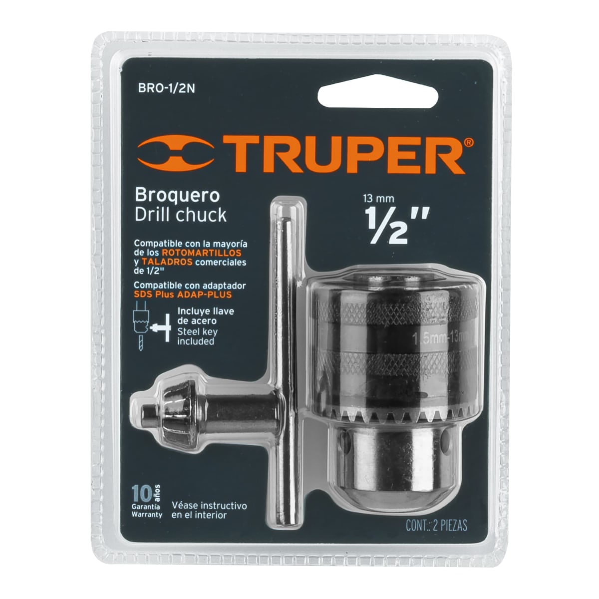 Mandril broquero de taladro 12 con llave de taladro Truper3