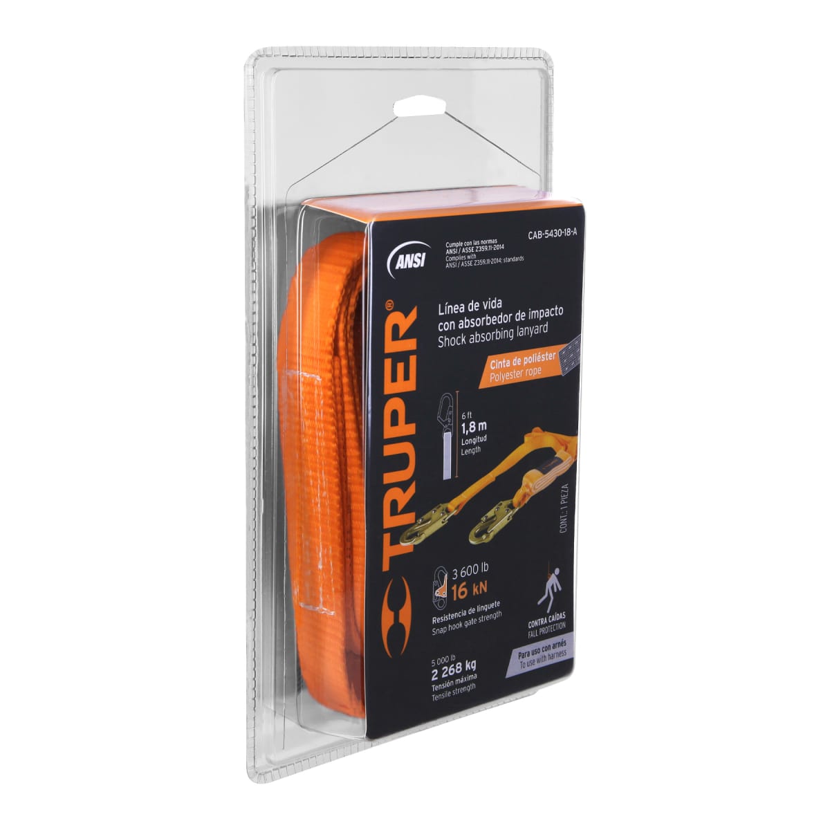 Línea de vida 18m cinta políéster absorbedor impacto ANSI Truper4