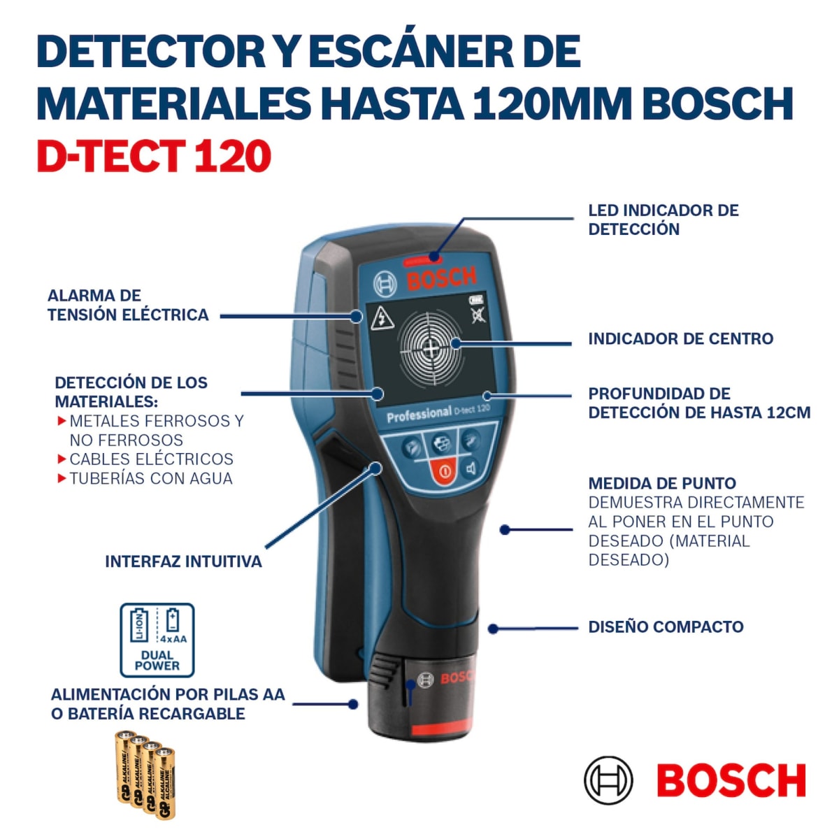 Detector de Metales Materiales 12V Bosch Profesional  D-Tect 1207