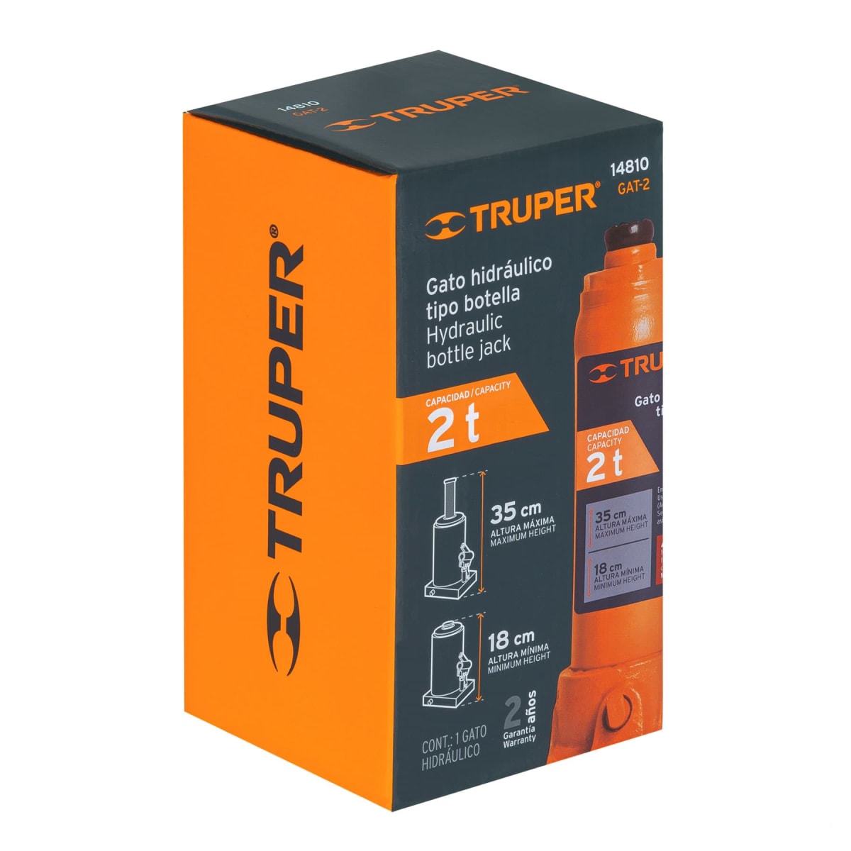 Gata Hidráulica Tipo Botella 2 Toneladas -- Truper4