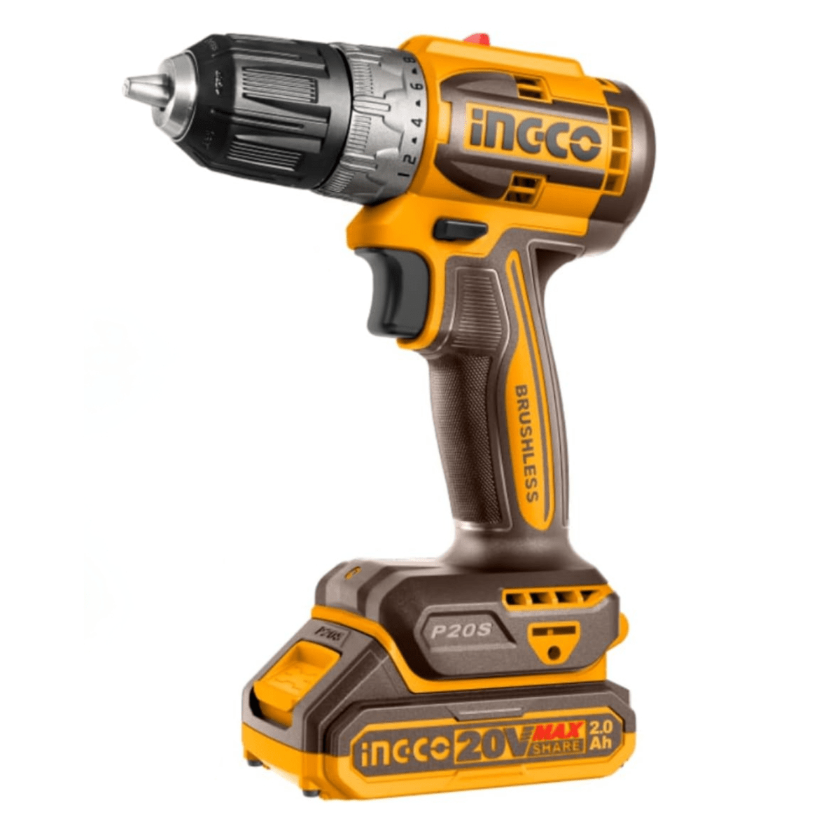 Taladro atornillador Inalambrico 52Nm INGCO 20V +2 baterías 2Ah +cargador +Maleta2