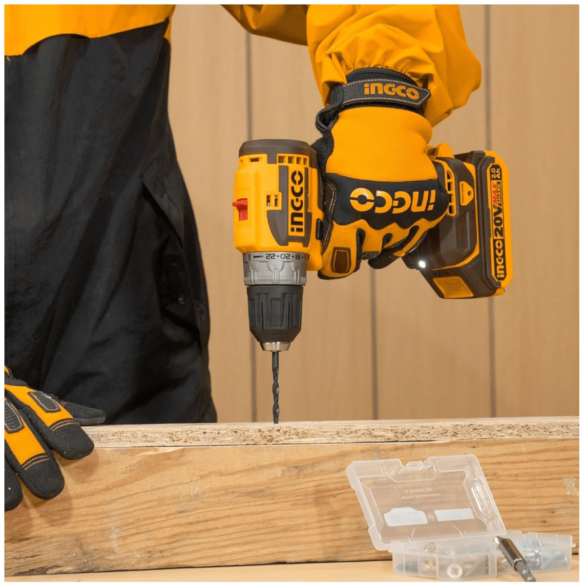 Taladro atornillador Inalambrico 52Nm INGCO 20V +2 baterías 2Ah +cargador +Maleta7