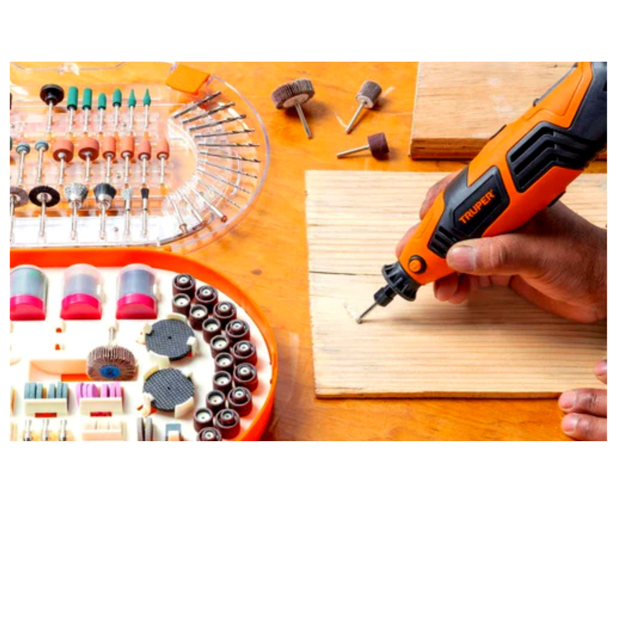 Kit mini taladro rectificadora  381 piezas, Truper4