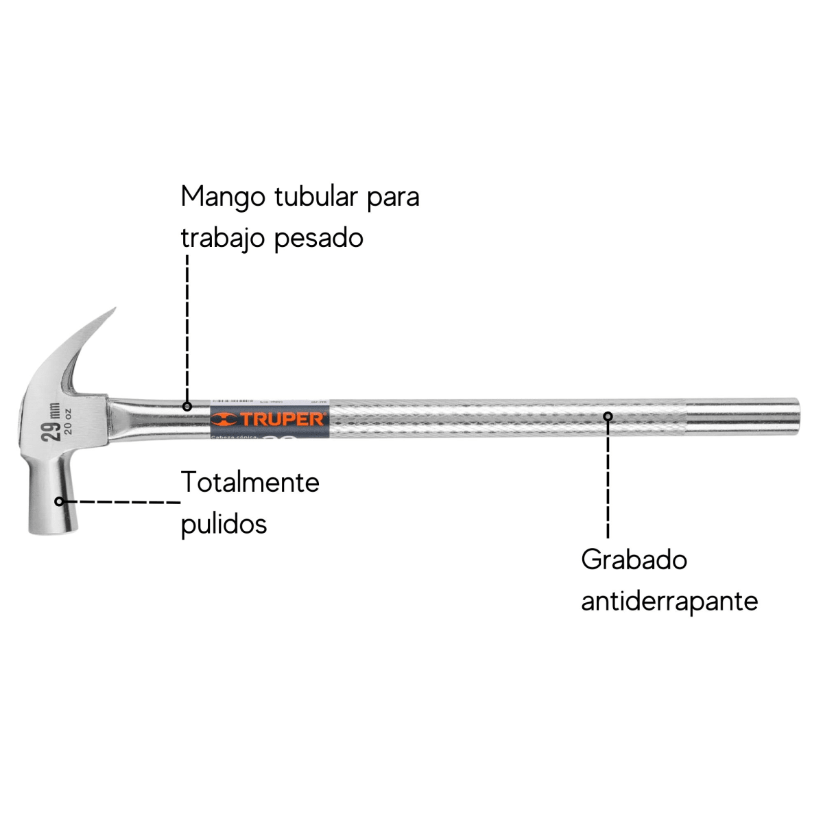 Martillo cabeza cónica 29 mm, Acero, Mango tubular - Truper2