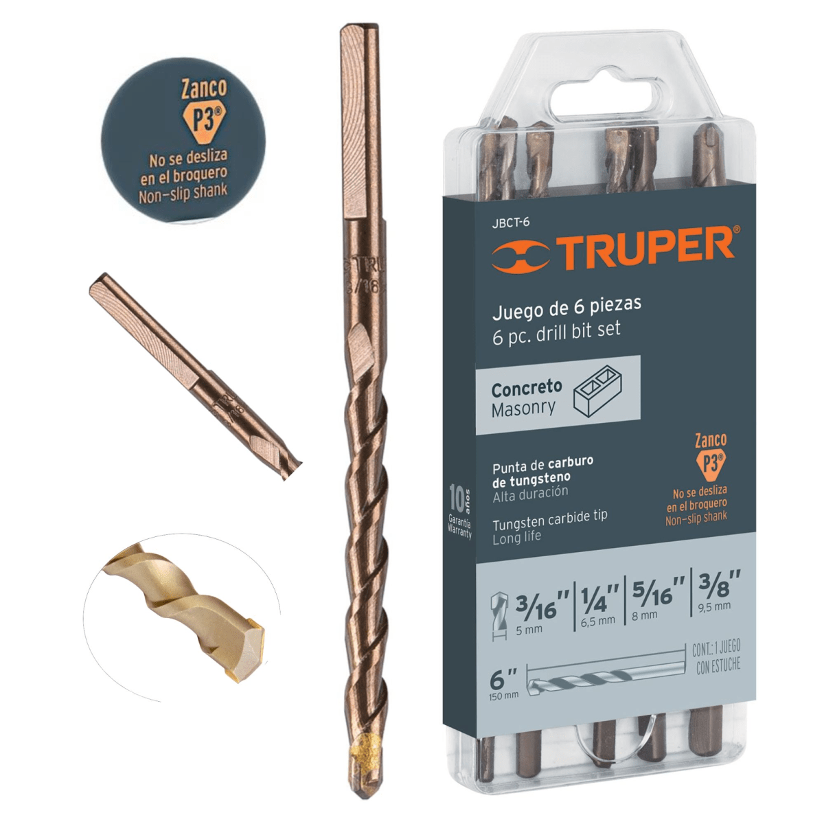 Juego de brocas para concreto 6 piezas truper2