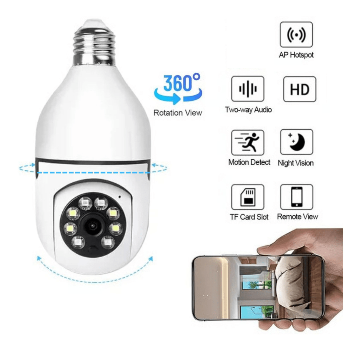Cámara de seguridad inteligente panorámica 360°5