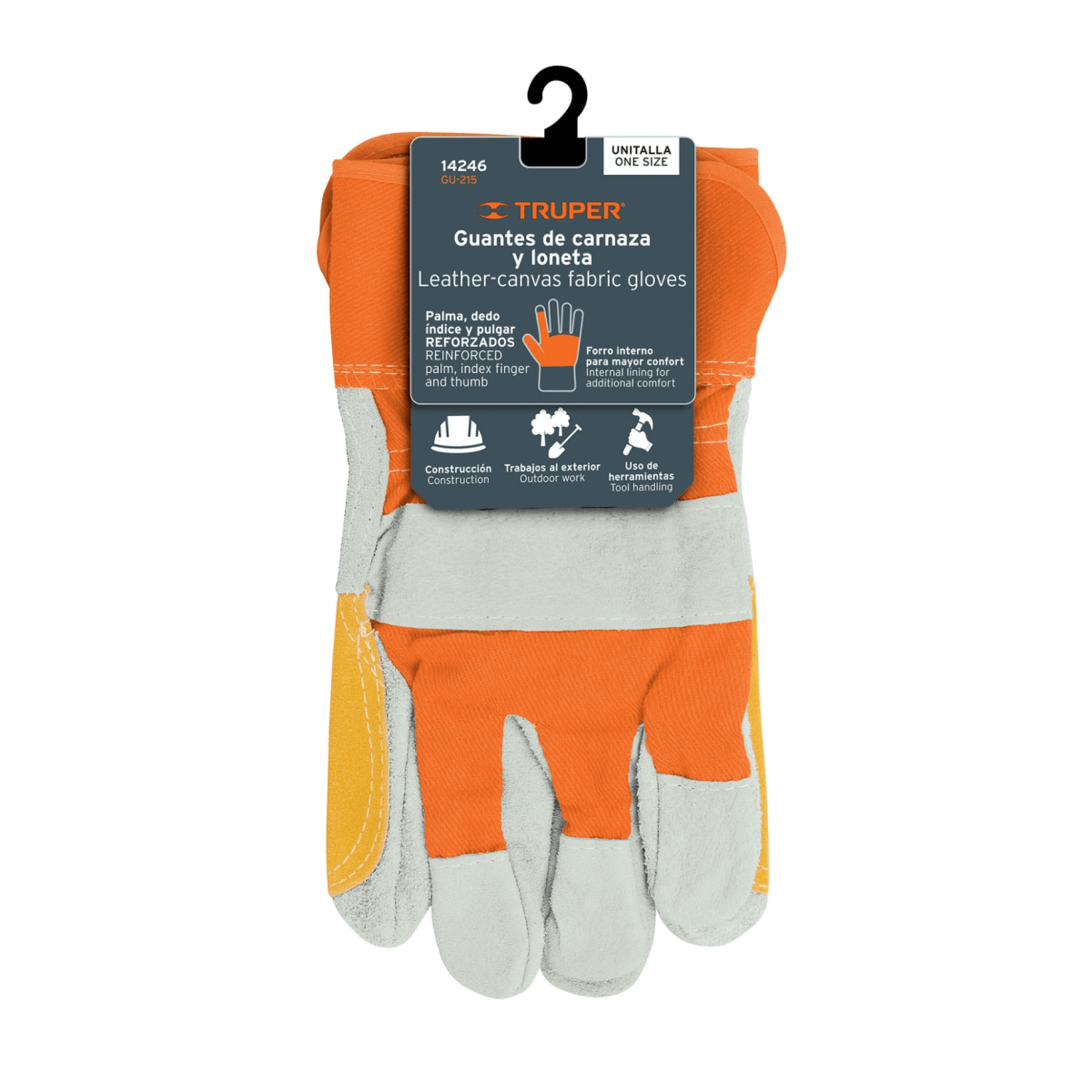 Guantes de carnaza y loneta con refuerzo unitalla TRUPER2