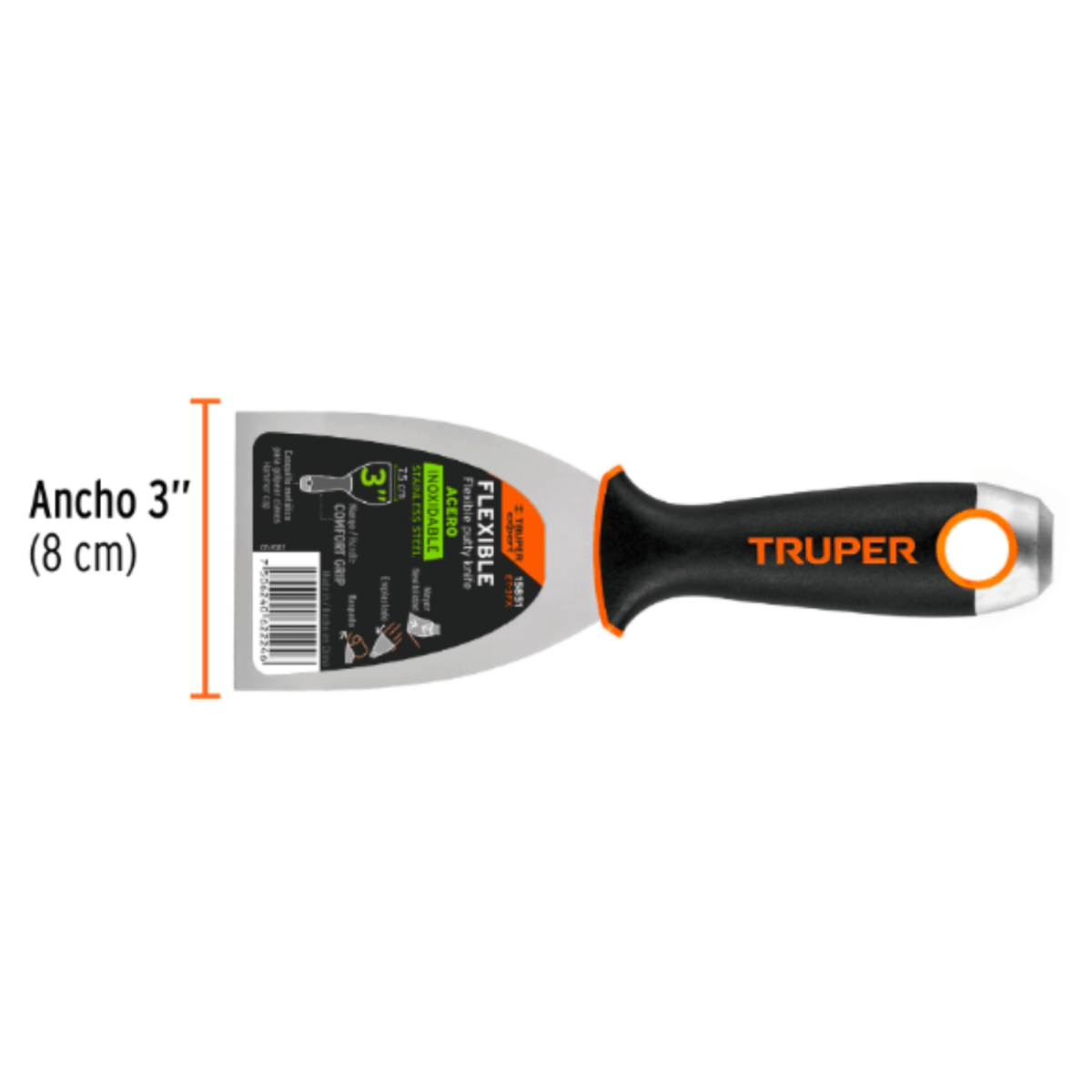Espátula 3 PULGADAS acero inox mango Comfort Grip TRUPER Expert3