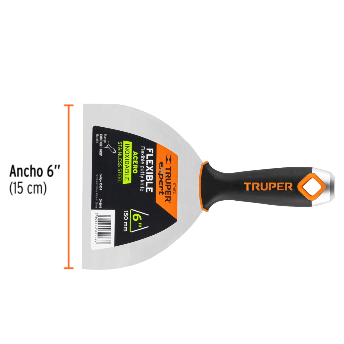 Espátula masillador 6 pulgadas acero inox mango Comfort Grip, Expert3