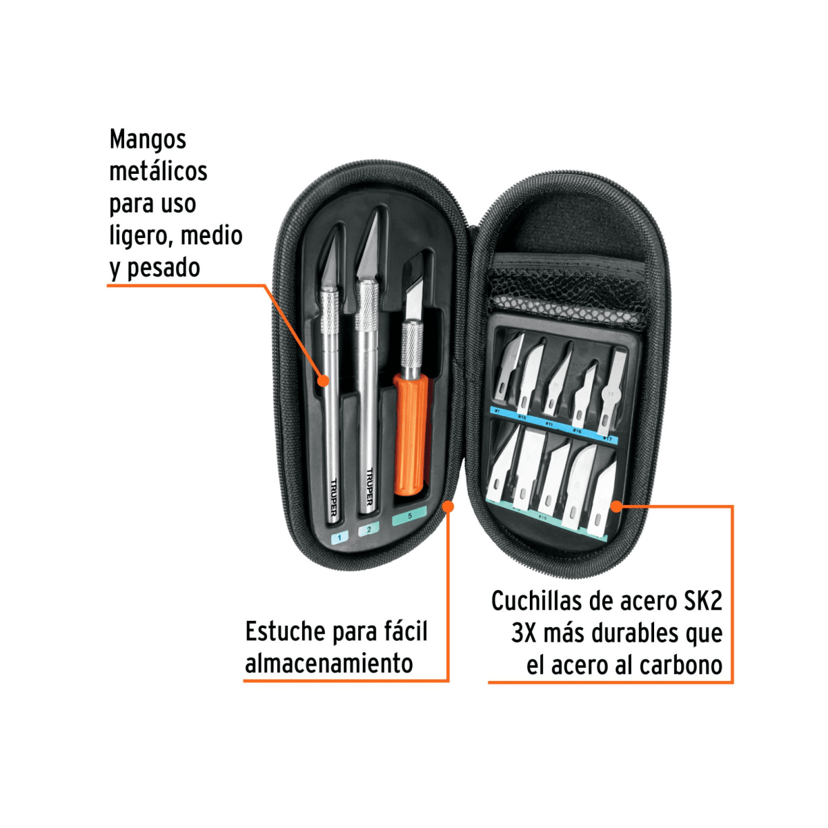 Juego Cutter precisión Cuchilla Exacto Hobby Truper 13 Piezas2