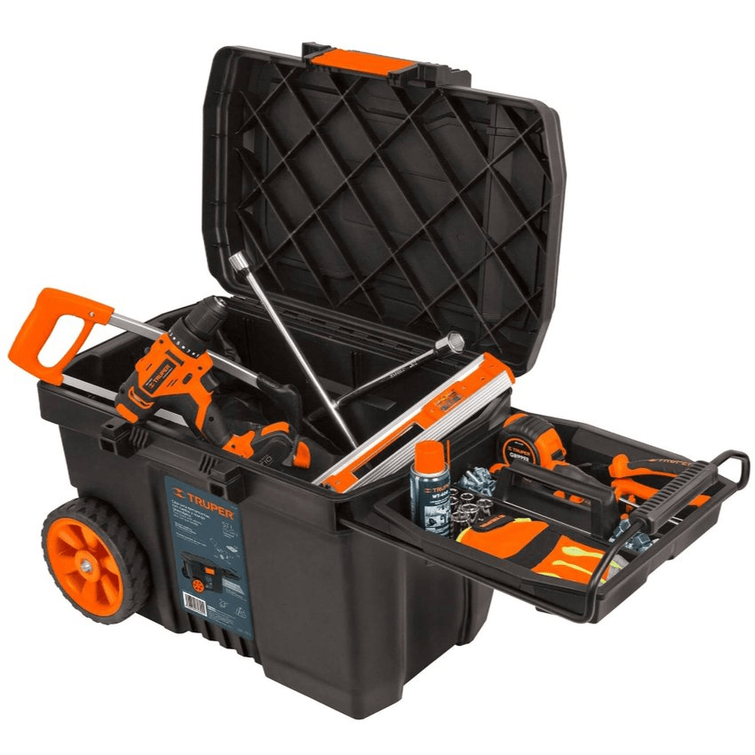 Caja para herramientas 23 con ruedas y mango telescópico - Truper1