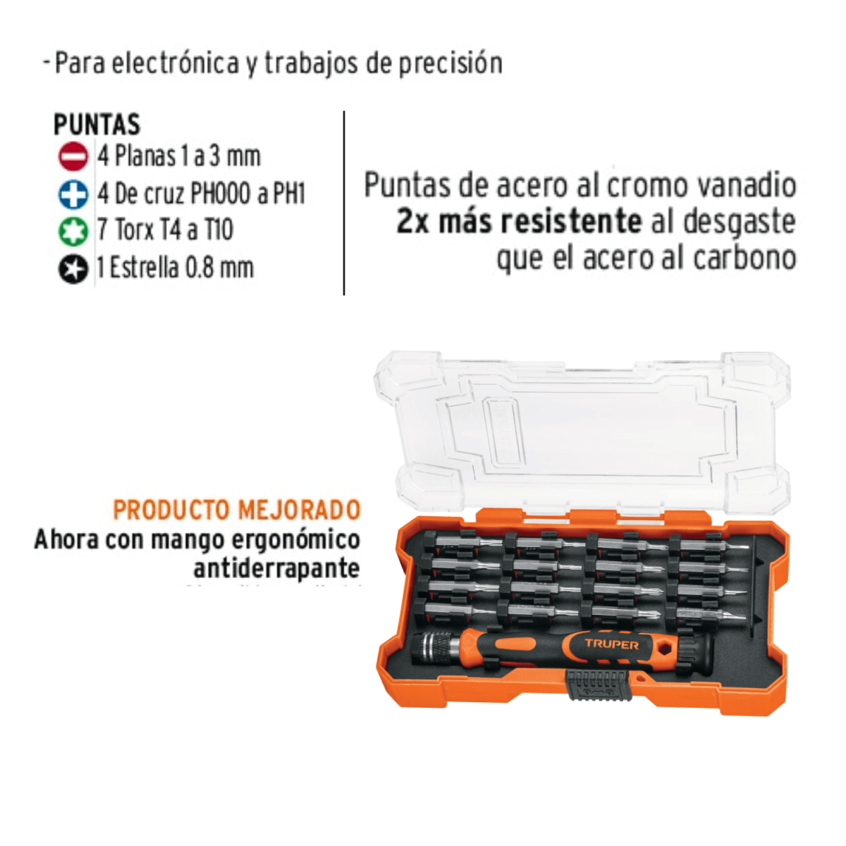 JUEGO DE DESARMADOR JOYERO 16 PIEZAS DESARMADOR DE CELULAR - TRUPER2