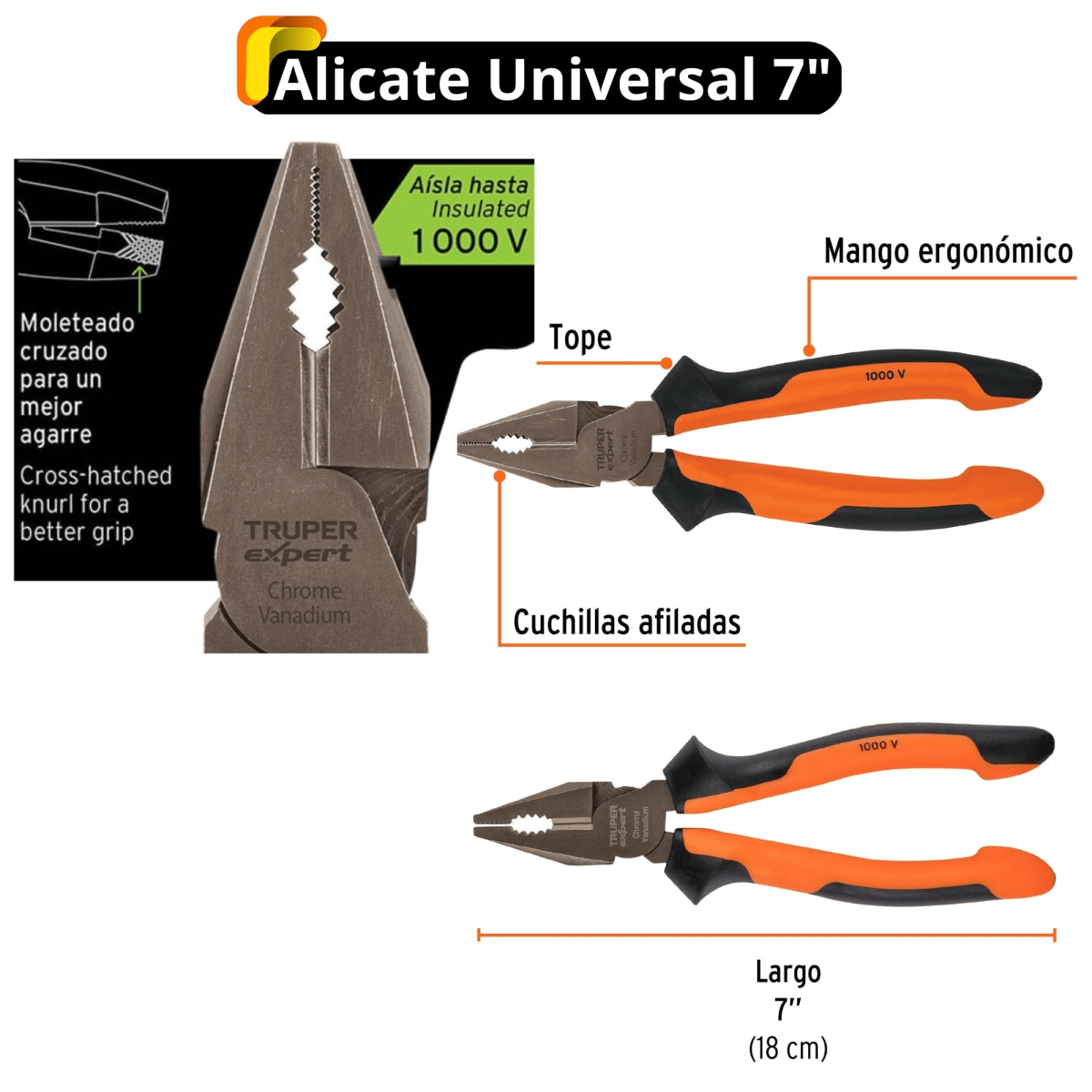 Alicates dieléctricos 1000V 3 piezas, 1 probador de corriente Truper2