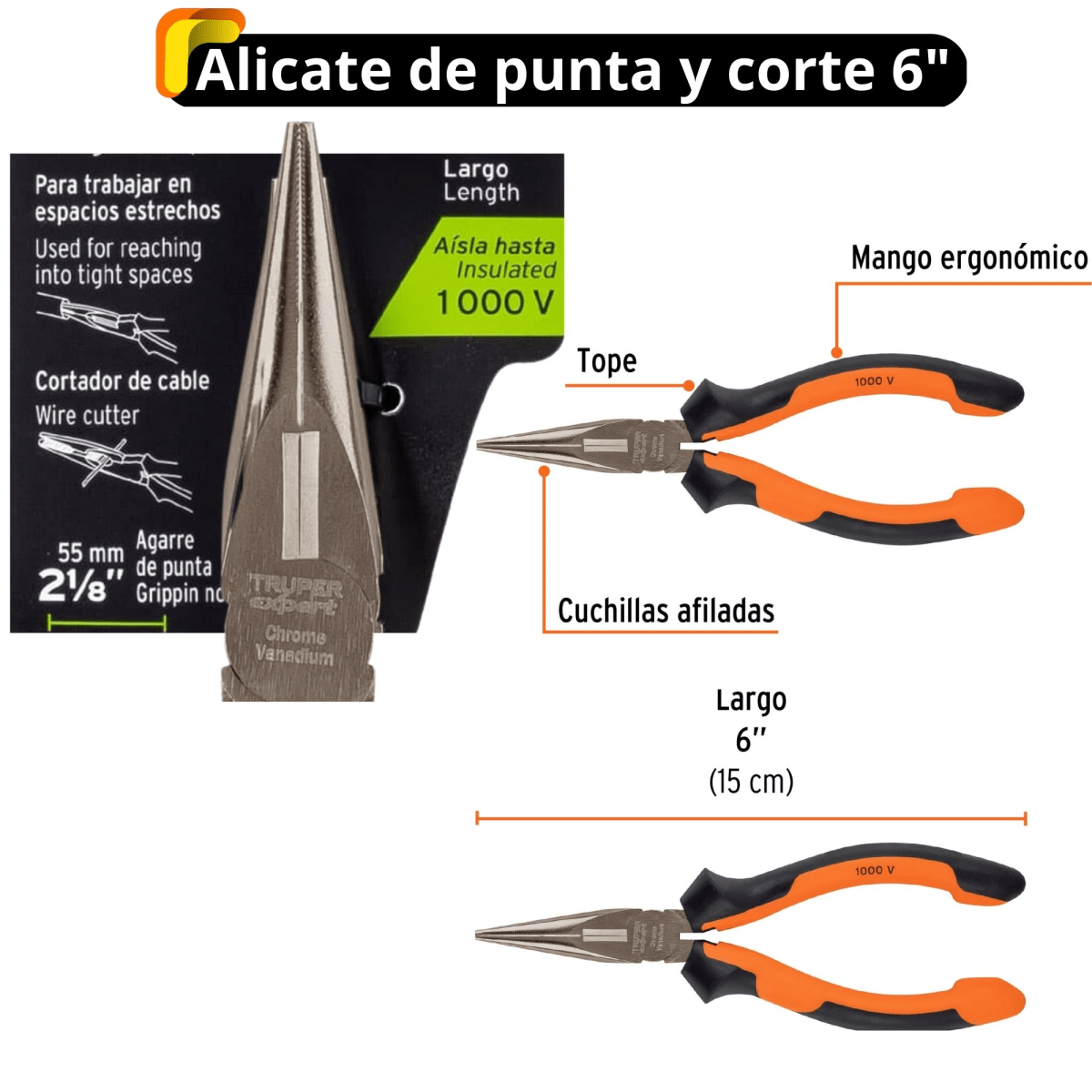 Alicates dieléctricos 1000V 3 piezas, 1 probador de corriente Truper3