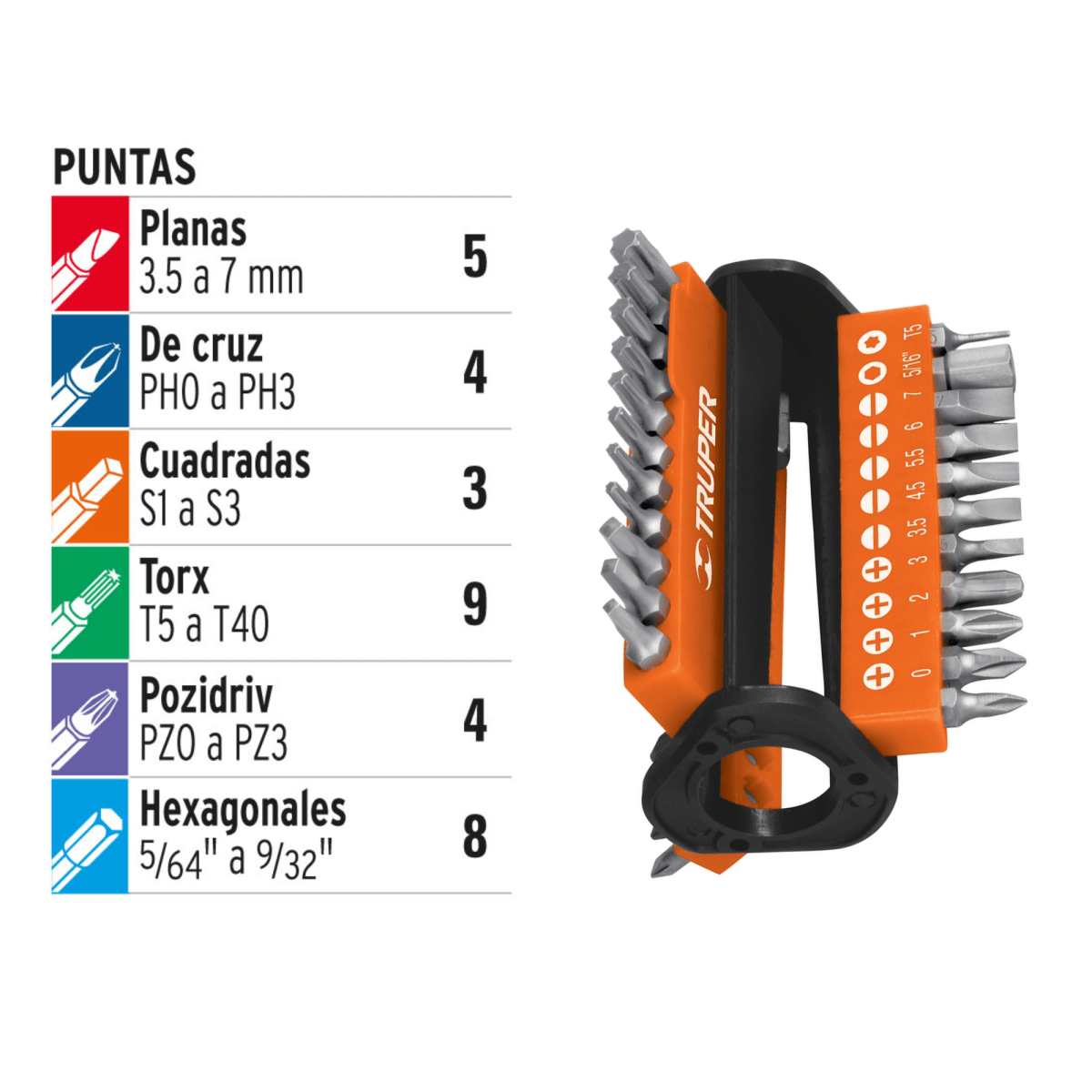 Desarmador con 33 puntas intercambiables Truper2