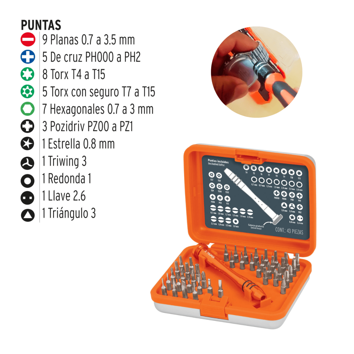 Juego desarmadores joyero 42 puntas - Truper2