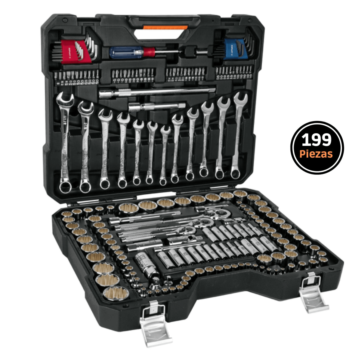 Juego de Herramientas para mecánico 199 piezas, Truper Drive1