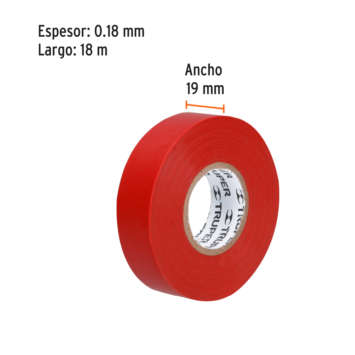 Cinta aislante truper 19mm x 9m truper ROJO3
