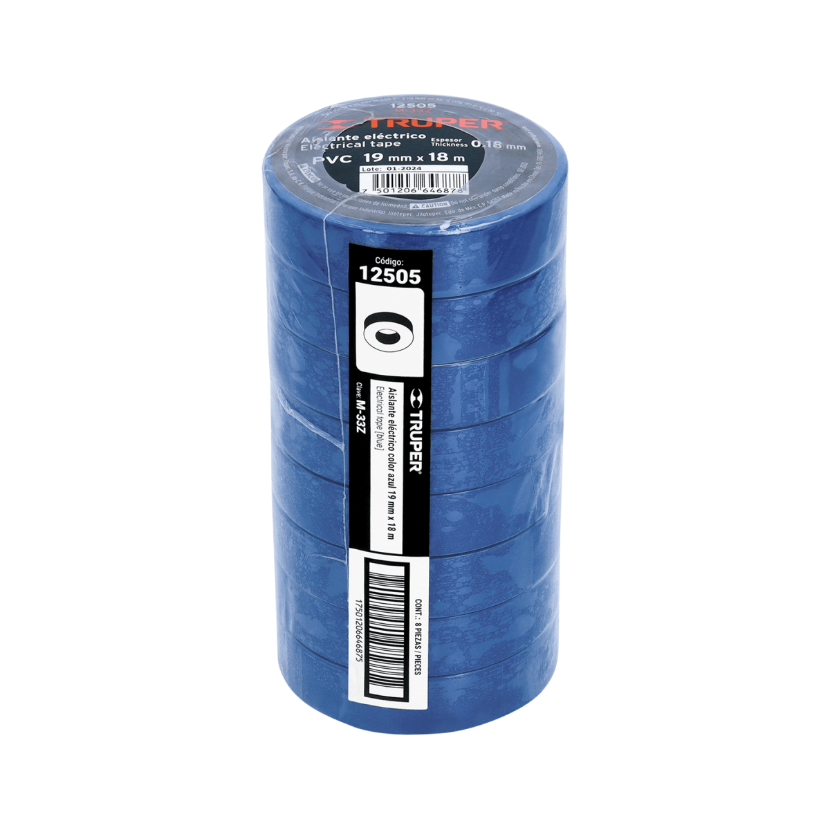 Cinta aislante truper 19mm x 9m 125054