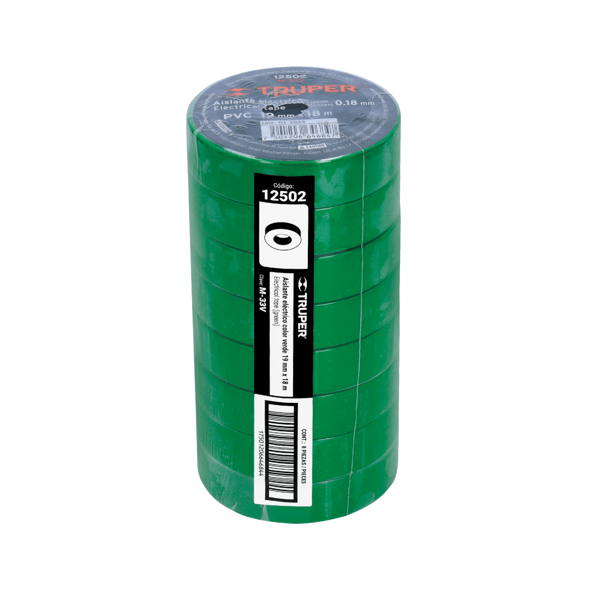 Cinta aislante truper 19mm x 9m VERDE TRUPER3