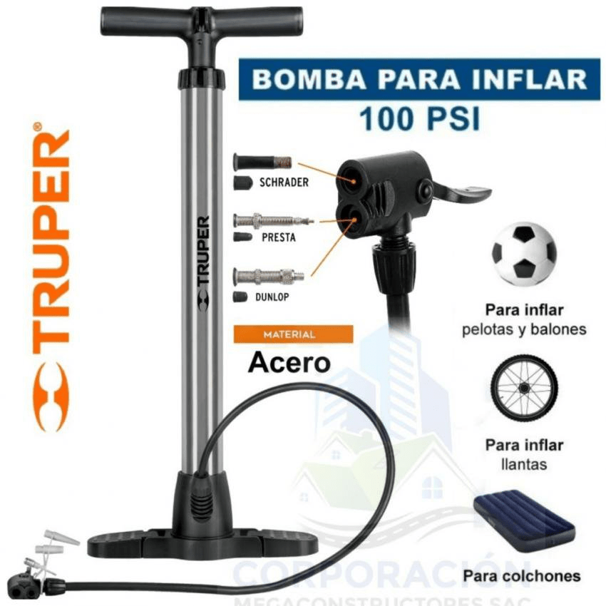 Inflador para CARRO MOTO Bicicleta Balones 100PSI TRUPER2
