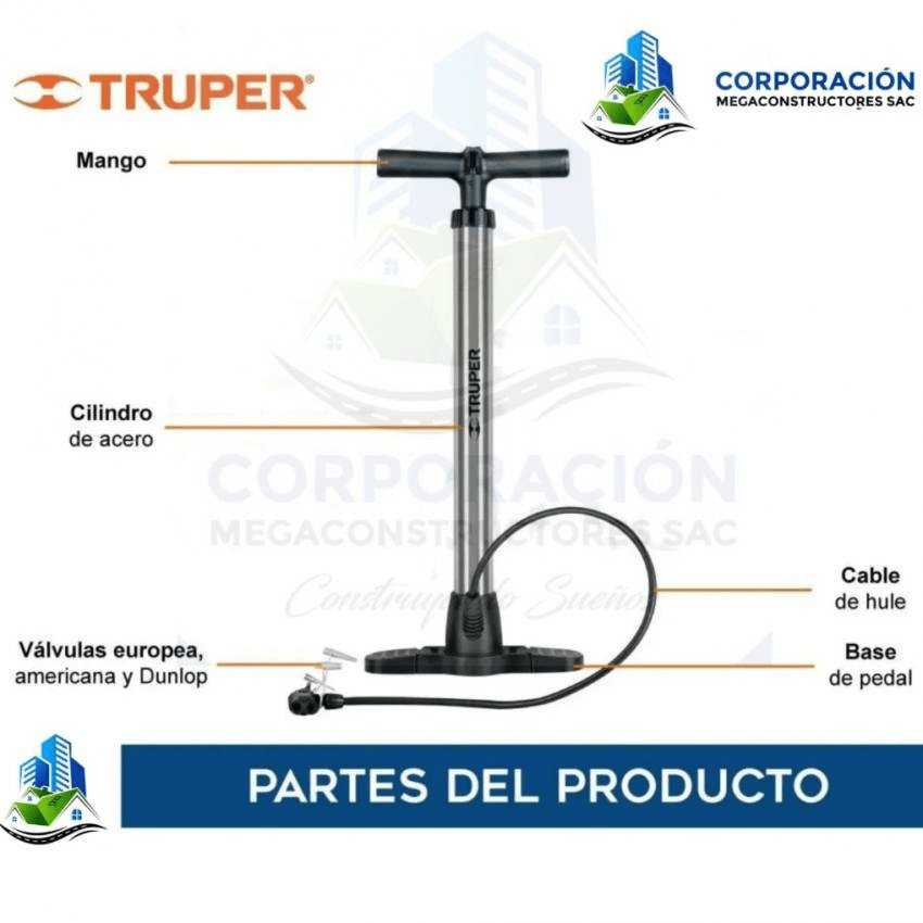 Inflador para CARRO MOTO Bicicleta Balones 100PSI TRUPER3