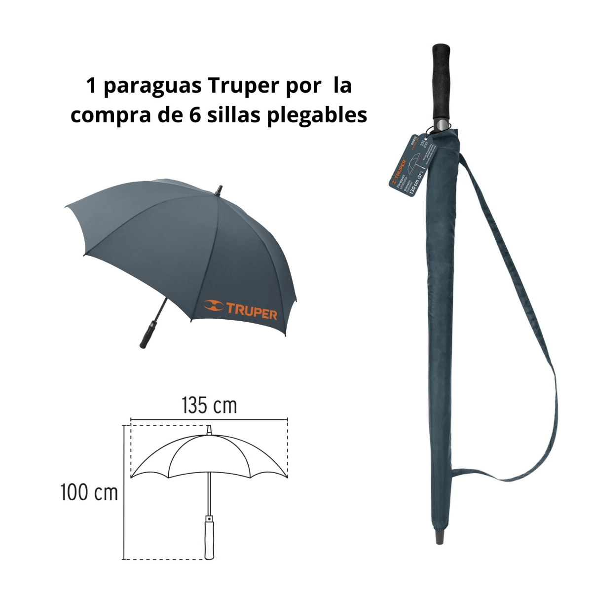 Silla plegable de playa camping X6 - Truper ,Inc. 1 Paraguas4