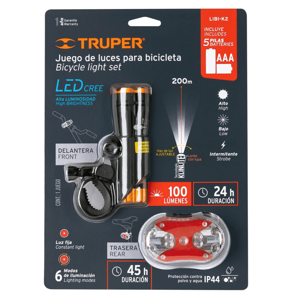 Linterna Luces para Bicicleta Delantera y Trasera Truper4