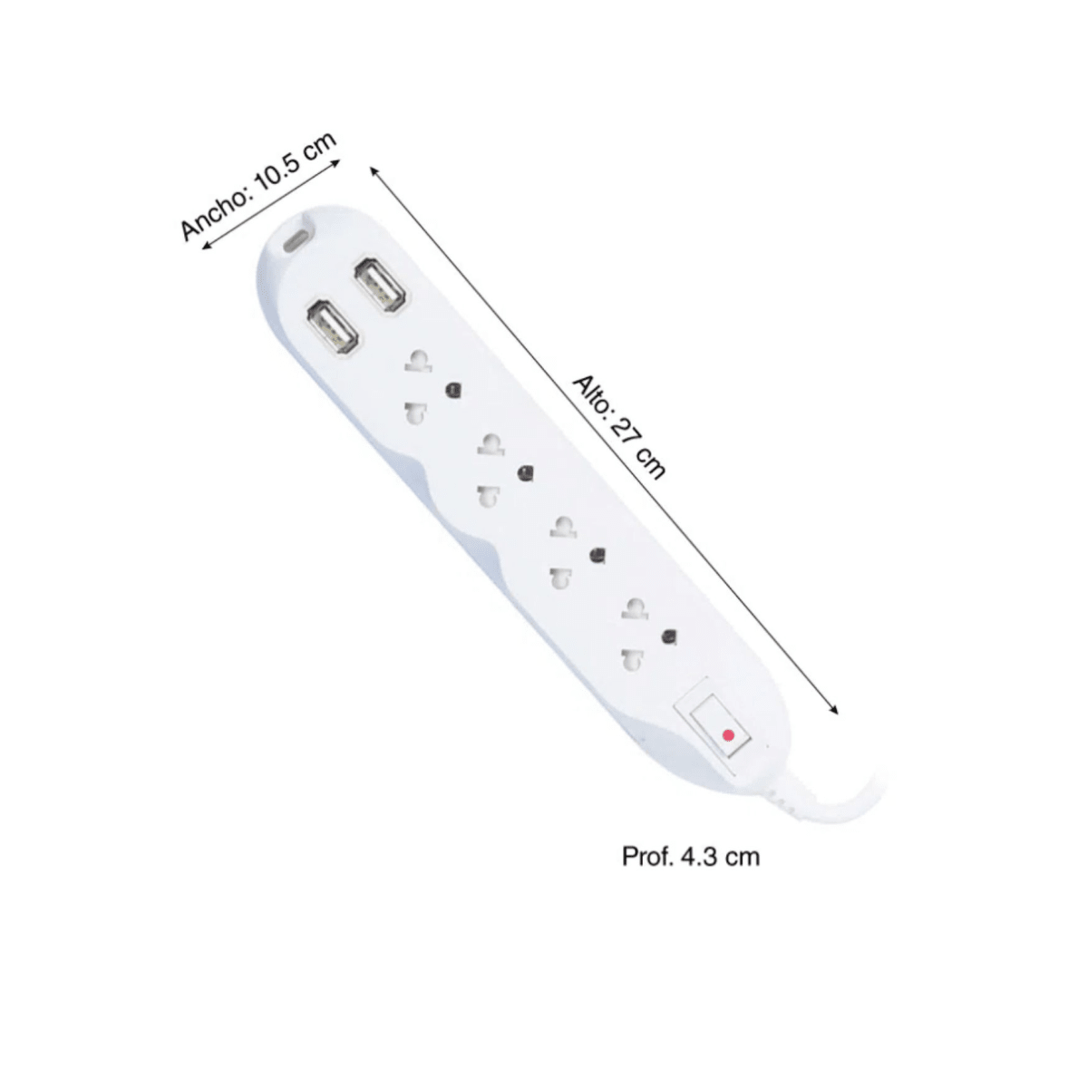 Extensión Eléctrica Múltiple Bticino 4 tomas + 2 puertos USB3