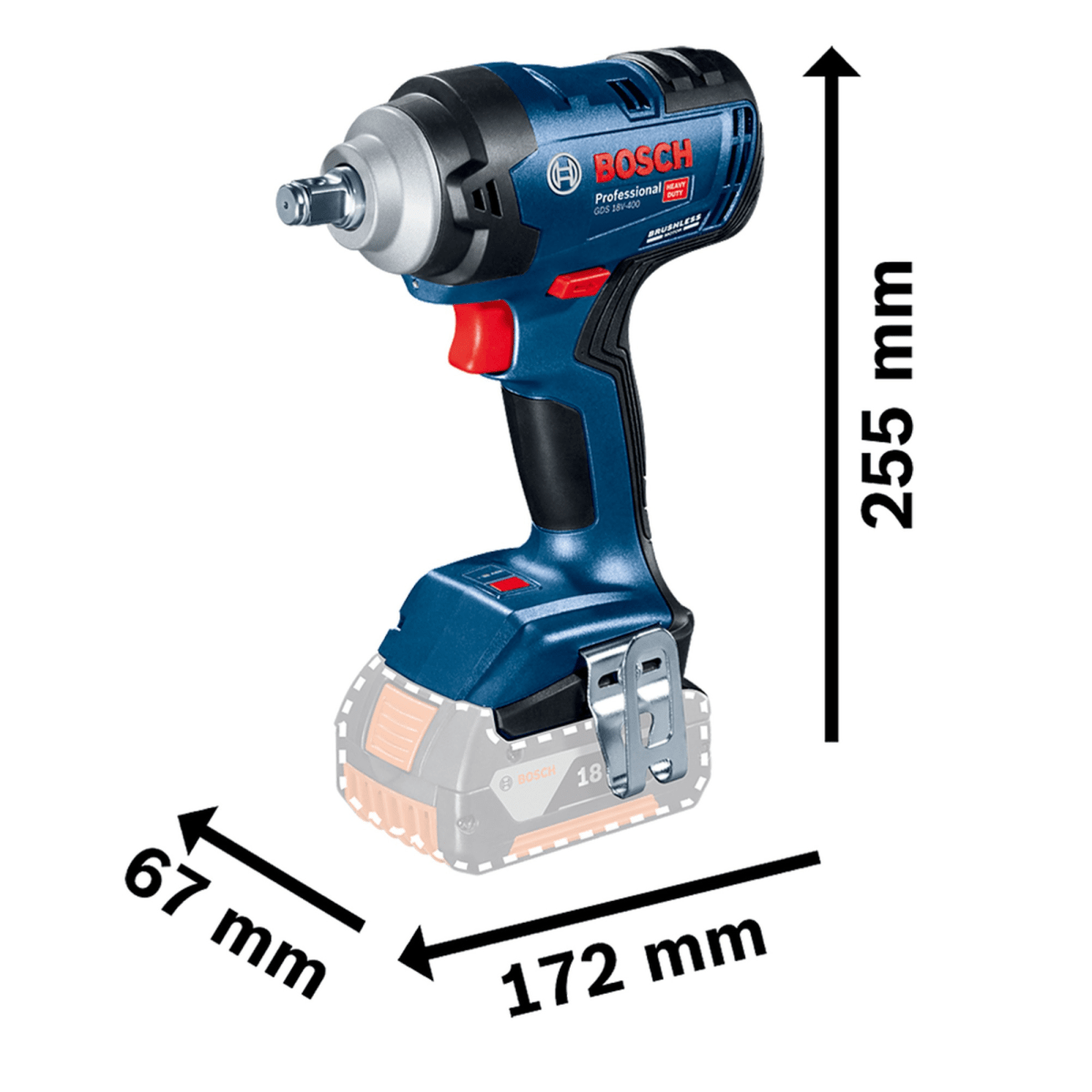 Llave de Impacto Profesional 18V Brushless GDS 18V-400 +2 Baterias 4Ah6
