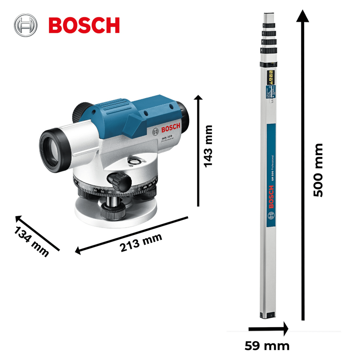 Combo Nivel óptico GOL 32 D Teodolito + Regla Medición 5m  BOSCH TOPOGRÁFICO6