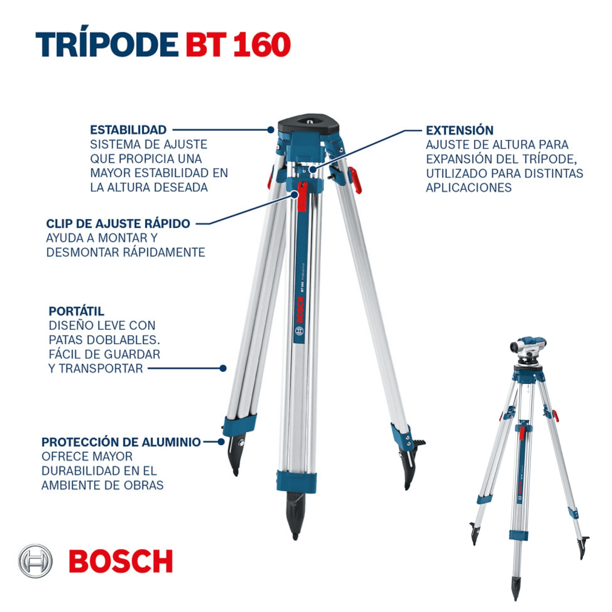 Combo Nivel óptico GOL 32 D +Trípode BT 160 +Regla Medición 5m Bosch7