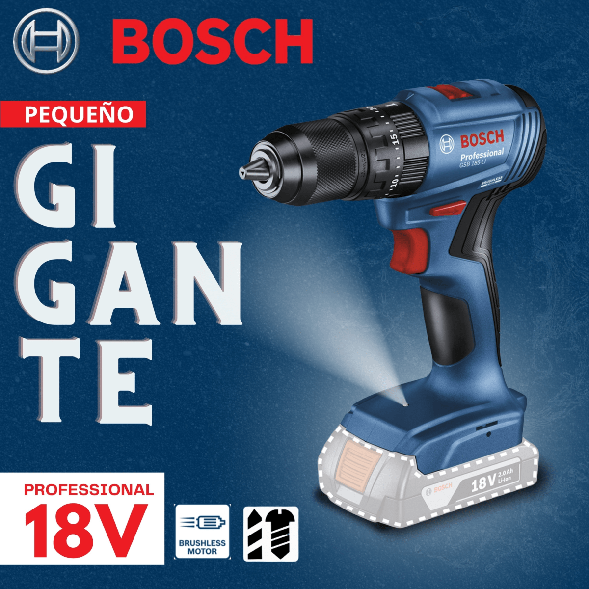 Taladro atornillador Percutor 18V  Brushless GSB 185-LI sin bat.2