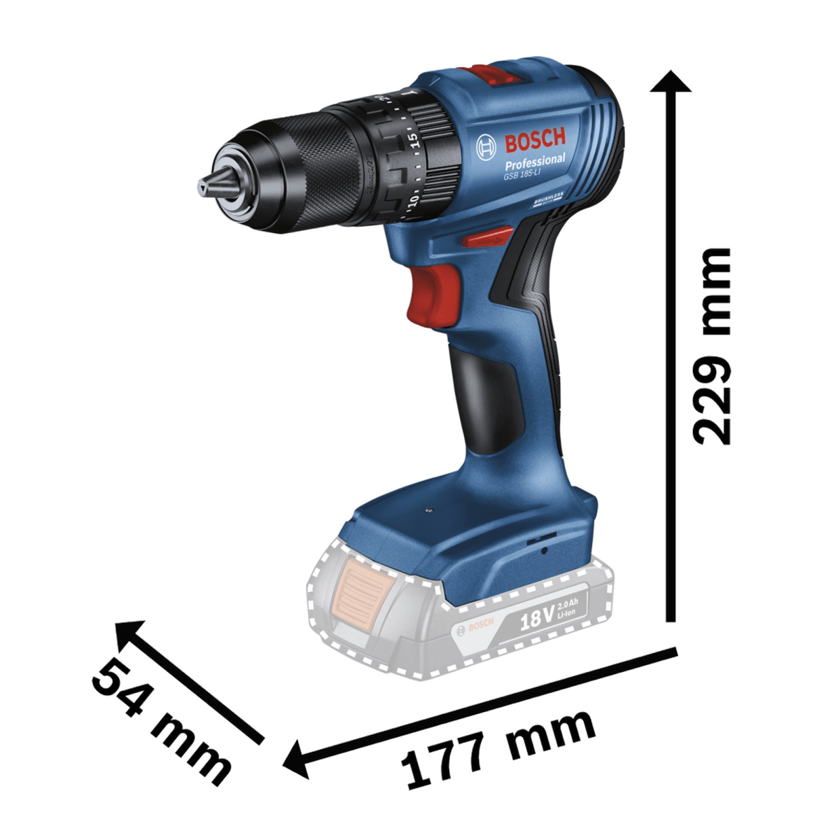 Taladro atornillador Percutor 18V  Brushless GSB 185-LI sin bat.7