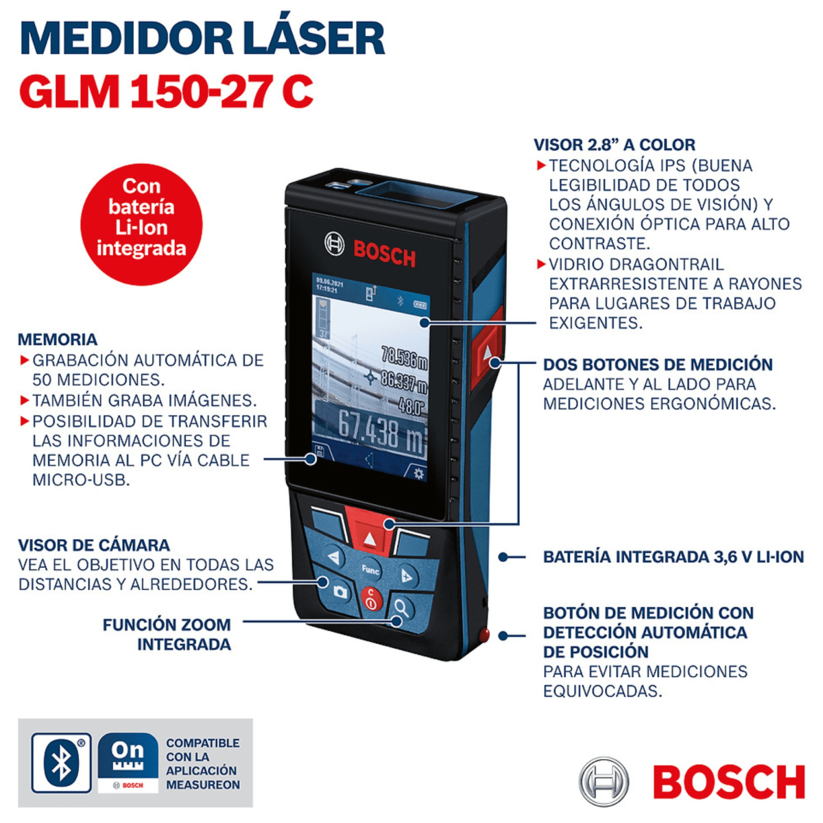Medidor de distancia láser 150m GLM 150-27 distanciómetro BOSCH2