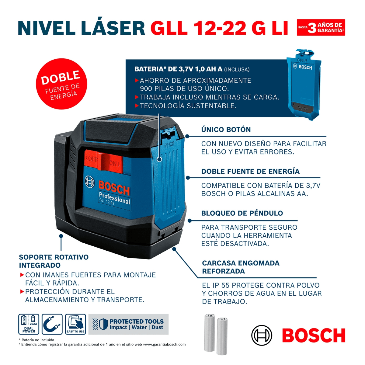 Combo Nivel láser verde GLL 12-22 G + Batería Li-Ion BA 37V Bosch7