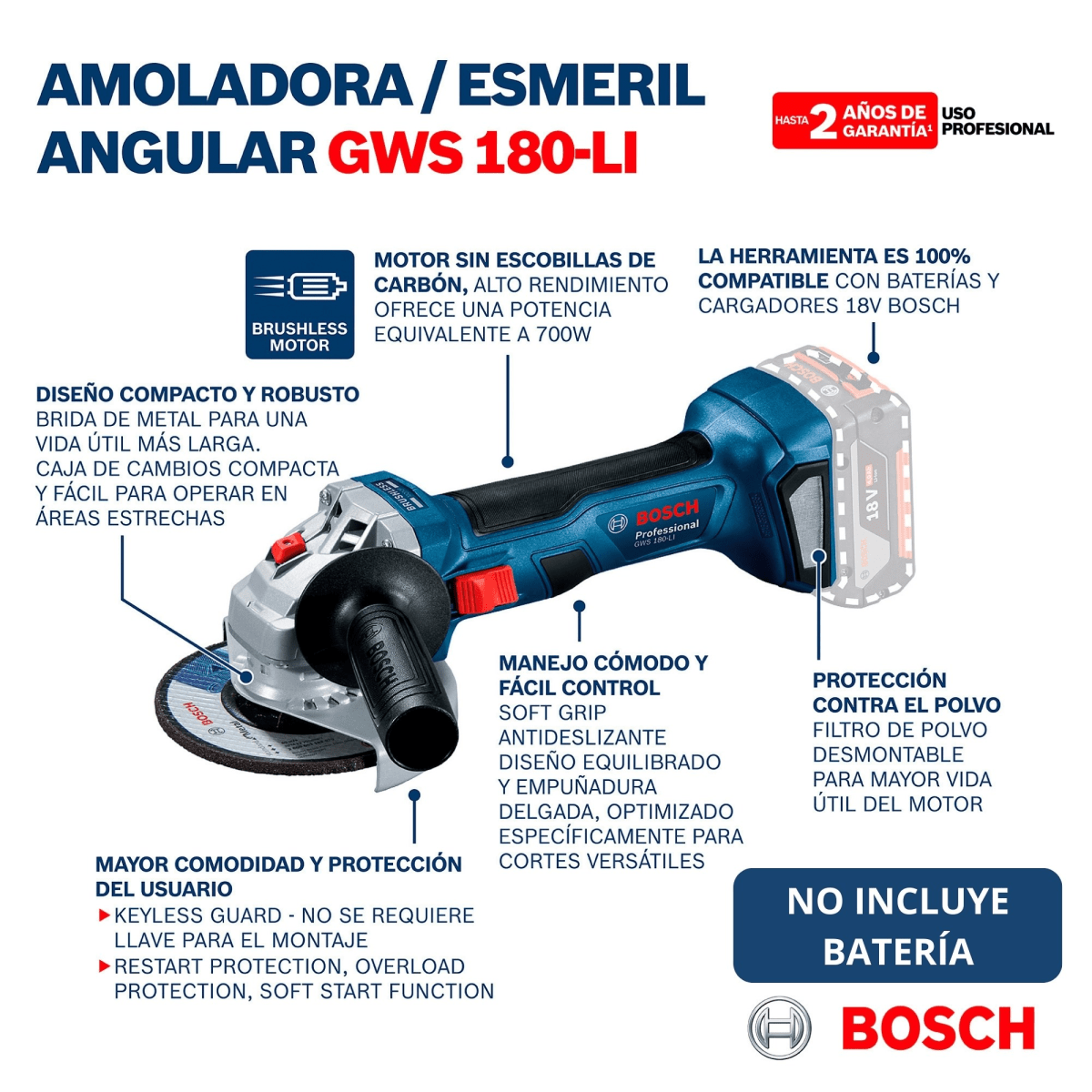 Amoladora inalámbrica 18V Esmeril 5